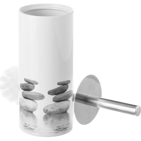Brosse WC céramique gris et blanc galets (1/4)