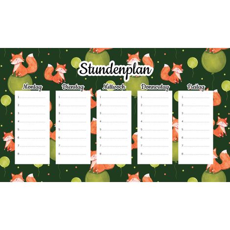 Plan de cours magnétique Renards sur ballons 30 x 17,5 cm