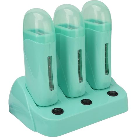 3 Pièces Chauffe-cire à Rouleau, Chauffe-cire épilatoire 3 en 1, Machine de Chauffage de Cire D'épilation électrique, Triple Cartouche Chaude épilatoire(220V EU) (1/5)