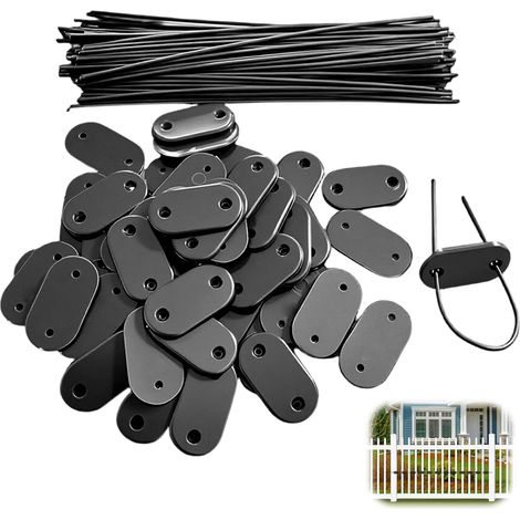 50 Pièces Attaches pour Brise-Vue, Convient aux Jardins et aux Clôtures Kit de Fixation de Clôture Brise Vue, Comprend des Attaches de Câble et une Plaque de Montage, Plastique, Noir (1/5)