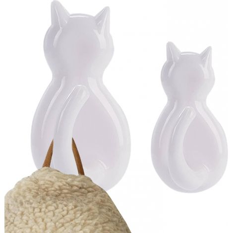 Porte-clés chat dessin animé autocollants muraux pour cuisine chambre salle bain lot de 2 (1/5)