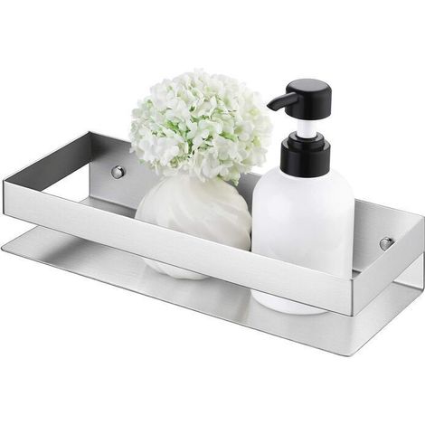 Étagère Douche Étagère Salle de Bain Acier Inoxydable SUS304 Panier Support Tablette 40 CM Murale Rangement Brossé