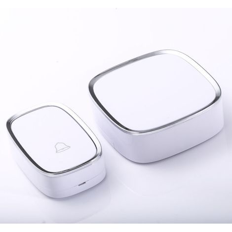 Sonnette sans fil, sonnette étanche de 300 m de portée, sonnette sans fil avec 1 émetteur et 1 récepteur enfichable et 36 sonneries 4 niveaux de volume pour la maison, le bureau, le magasin (1/2)