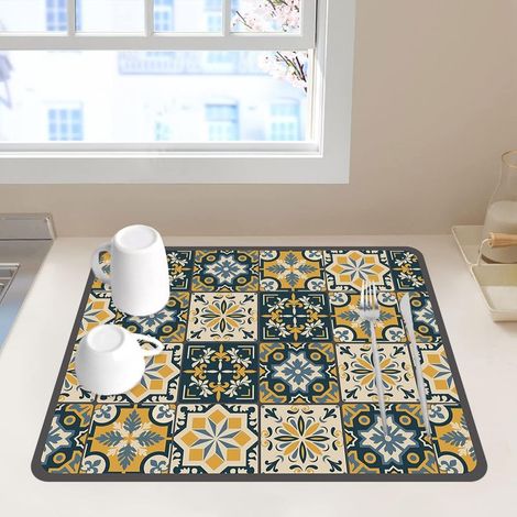 Tapis Égouttoir Vaisselle, Tapis de Séchage Vaisselle Super Absorbant, Tapis Évier Cuisine en Nanofibres à Séchage Rapide pour Cuisine (40 x 50cm)