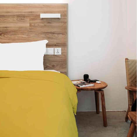 Housse de Couette Unie en 100 % Coton Jaune moutarde 140x200 cm (1/2)