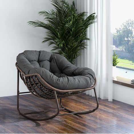 Fauteuil à bascule œuf d'extérieur 111 x 94,5 x 80 cm gris foncé DESVIAE (1/5)