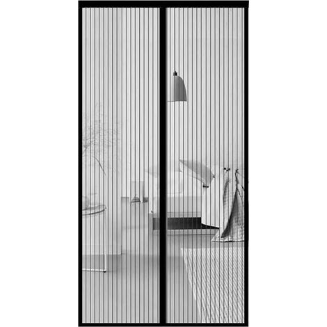 Rideau de porte anti-moustiques — Fermeture automatique, anti-insectes et respirant  adapté aux portes coulissantes et entrées — Moustiquaire compatible avec les animaux (95 × 210 cm)