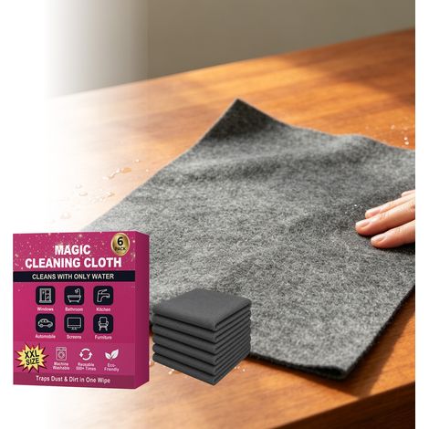 Amazing cleaning cloth, suitable for home, car wash, and window cleaning. Cleans, removes dust, absorbs water, soft, leaves no streaks, and doesn't shed lint -- 6 packs (1/5)
