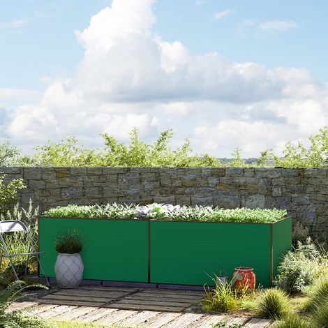 GFP Huerto urbano Jardinera Aluminio Daniela - 297 x 99 x 77 cm Estructura estable y resistente a la intemperie con perfiles de cámara hueca de aluminio - verde - Hecho en Austria (1/3)