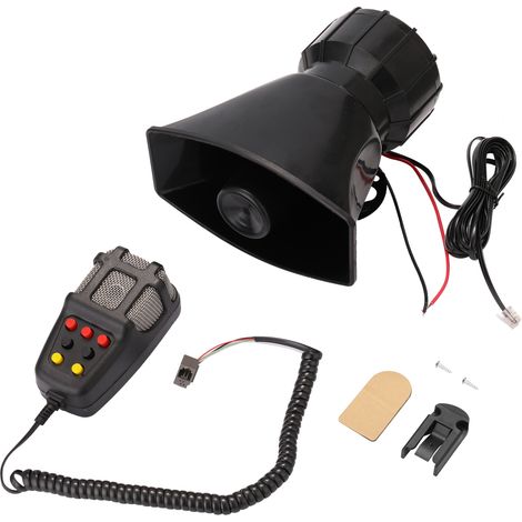 Sirène d'avertissement de voiture à 7 tons, klaxon, micro, système de haut-parleurs PA, amplificateur d'avertissement, Hooter 12V 80W 200dB (1/5)