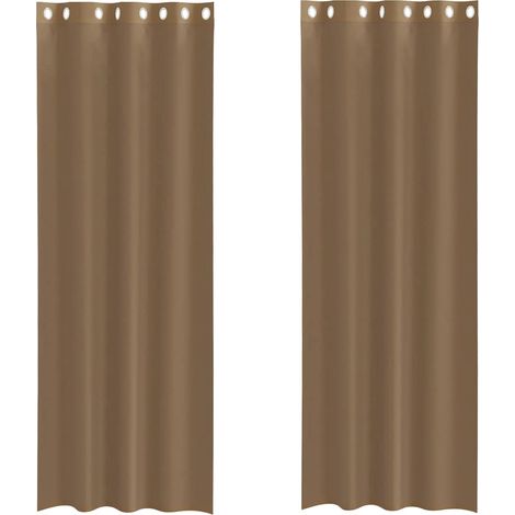 Maison Exclusive - Rideaux en voile avec œillets 2 pcs marron clair (1/5)