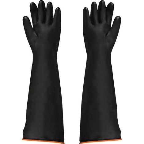 Gants en latex noir, 1 paire, 55 cm, résistant aux acides/alcalis/travail de sécurité industrielle, gants de protection (1/5)