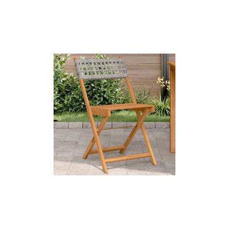 Chaises de bistrot lot de 2 gris bois massif d'acacia et rotin (1/5)