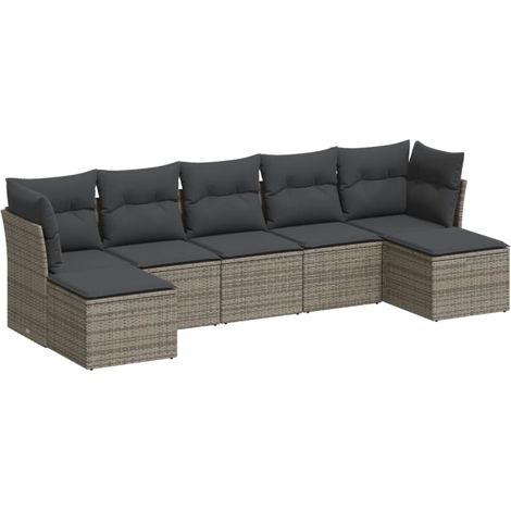 Maison Exclusive - 7-tlg. Garten-Sofagarnitur mit Kissen Grau Pol