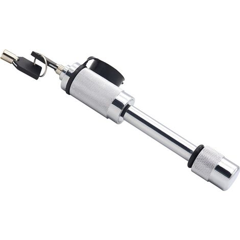 Verrou d'attelage de remorque – Très résistant 18 cm – Broche récepteur de Verrouillage d'attelage avec 2 clés, Chrome (1/4)