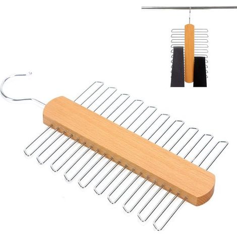 Perchero de madera para corbatas,organizador de corbatas con rotación de 360 grados,estante de almacenamiento para corbatas,bufandas y accesorios