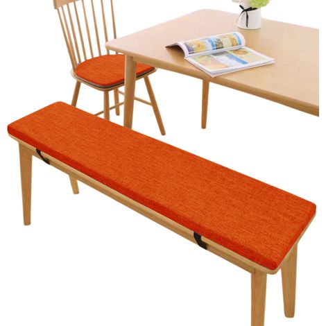 Coussin de banc en lin, coussin de chaise antidérapant, coussin de banc pour cireur de chaussures, coussin avec boucle de fixation, orange (1/5)