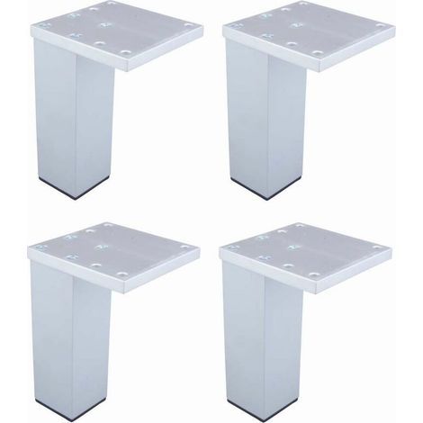 4x Pied de meuble non ajustable forme carrée à visser finition aluminium Meuble TV Canapé Buffet Armoire Table Lit Bureau Bricolage, hauteur 100mm (1/2)