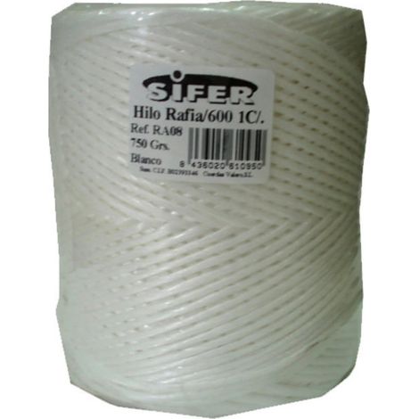 sifer cuerda rafia blanca 2 mm x 450 m 600m-kg 1 cabo 750 gr