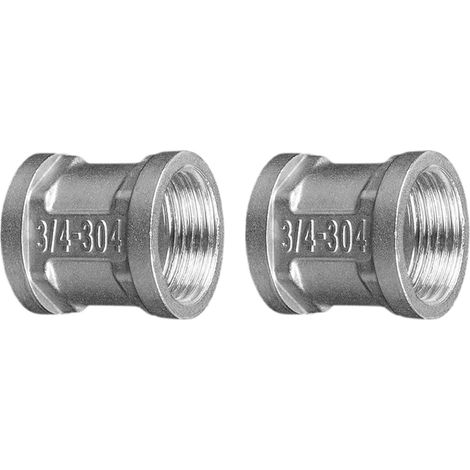 2 pièces manchon en acier inoxydable double mamelon 3/4" pouce IG x IG, adaptateur de connecteur à filetage interne, manchon double en acier inoxydable3/4" pouce, mamelon de raccordement (3/4") (1/5)