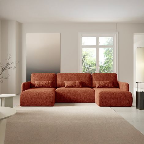 U-Sofa, 4-sitzig, umwandelbar, mit Bettkasten Lazare Terracotta (1/5)