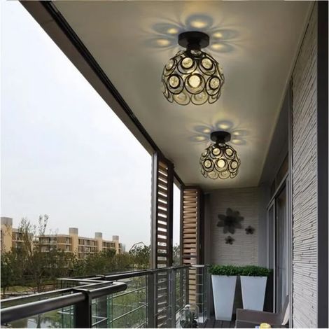 2PCS Lustre Plafonnier en Fer Forgé Indutrielle Lampe Plafonnier Cristal Vintage pour Salon Chambre Couloir (1/4)