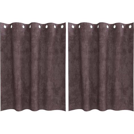 Rideaux en velours 2 pcs Marron 140 x 140 cm Velours (1/5)