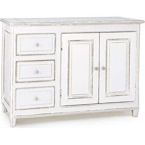 Credenza "Colette" in legno di mango massiccio, con schienali e laterali in mdf, stile rustico -2 Ante - 3 Cassetti (1/5)