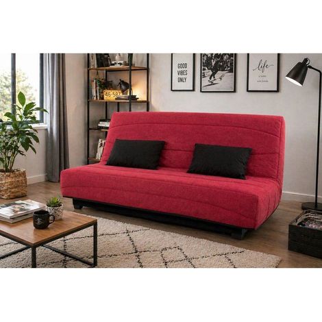 Canapé convertible banquette click-clack SIMMONS NOVA tissu frambroise 188x95x99 cm pour 2-3 places (1/5)