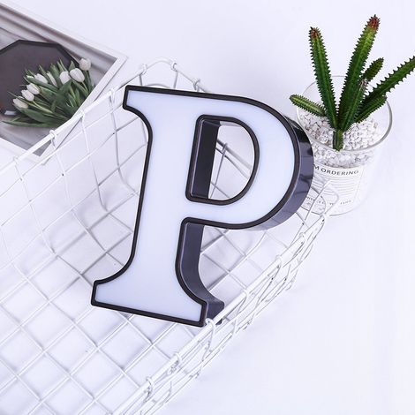 Guirlande lumineuse 26 lettres alphabet LED en plastique, decor murale blanche pour anniversaire demande en mariage, IP44, 1 piece (1/5)