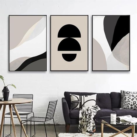 Poster 3teilig Abstrakt Kunstdruck Boho Wanddeko Wohnzimmer 21x30cm (1/5)