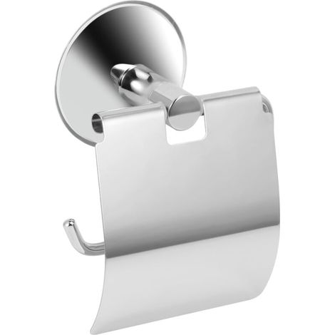 Porta carta igienica in acciaio inossidabile resistente con supporto a parete a ventosa e portarotolo (1/4)