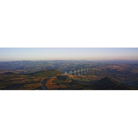 Tableau sur toile viaduc de Millau 30x97 cm - Impression sur Toile Murale Décorative - Image imprimée en HD sur Toile - Toile sur Châssis en Bois FSC - Fabriqué en France (1/4)