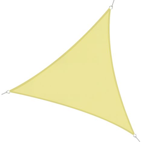 Dreieckiges Sonnensegel 6 x 6 x 6 m für Garten, Terrasse oder Patio, aus UV-beständigem Polyester, beige Farbe.