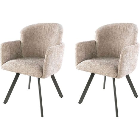 Lot de 2 fauteuils repas 58x61x85 cm en tissu texturé sable - GETY (1/5)