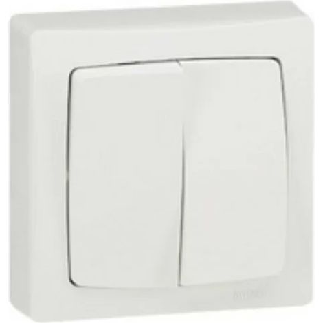 Legrand 086007 10AX two-way switch + 6A 250V complete surface-mounted pushbutton - White