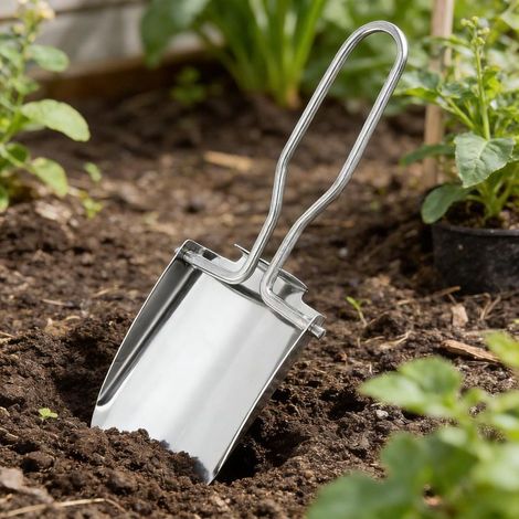 Pelle Pliante, Outil Multifonction en Acier Inoxydable pour Camping, Jardinage, Kits de Survie, Outil de Creusement Portable avec Pochette, Argenté (1/5)