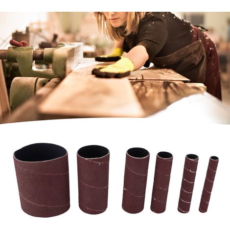 Juego de 6 bandas de lijado para amoladoras angulares eléctricas, diámetros 80/55/38/25/20/12 mm, grano 120, para eliminar el óxido de madera y metal. (1/5)