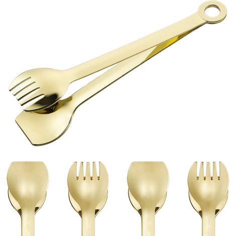 Lot de 4 mini pinces à apéritif en acier inoxydable plaqué or 15,2 cm Doré