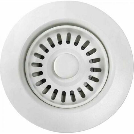 Bonde d'Évier de Cuisine en Polymère Blanc avec Filtre à Panier Amovible, Pour Ouvertures de Vidange de 4.5 cm.