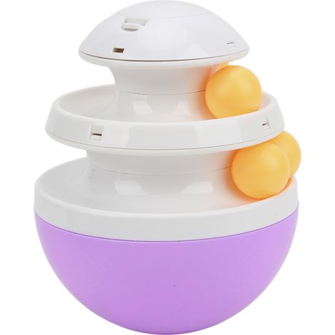 Jouet tournant pour chat, circuit ajustable, balle anti-fuite de nourriture pour chats et chiens, violet (1/5)