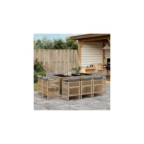 Ensemble à manger de jardin et coussins 11 pcs mélange beige (1/5)