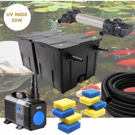 Kit De Filtration UV 55W INOX + 8 mousses de rechange Pour Bassin De Jardin De 30m3 (1/5)