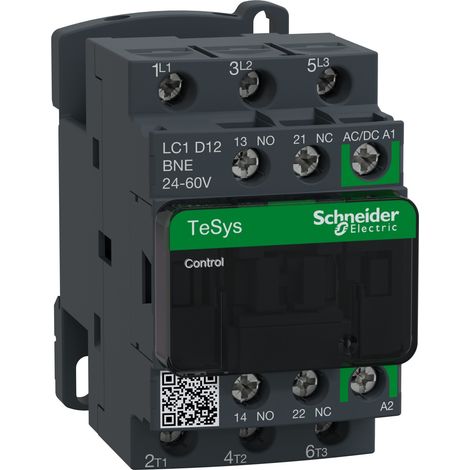Contacteur Schneider Electric série LC1D, 3 pôles , 3NO, 12 A, 24 V (c.a./c.c.), 5,5 kW ( Prix pour 1 ) (1/2)