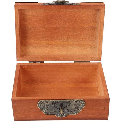 Boîte de Rangement en Bois Style Vintage avec Serrure à Clé Grosse Capacité Coffret Rectangulaire Couleur Noyer pour Bijoux et Objets Personnels pour Organisation Intérieure et (1/5)