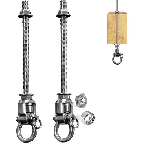 Lot de 2 Crochet de Balançoire, Acier Inoxydable 304, Crochet Lourde M10 Résistant Jusqu'à 453 kg, Rotation 360° + Pivot 180°, Support pour Poutre Bois Plafond Béton, Hamac Sac de Frappe Balançoire (1/5)