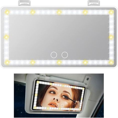 Miroir de courtoisie de pare-soleil pour voiture/camionnette avec éclairage LED blanc (1/3)
