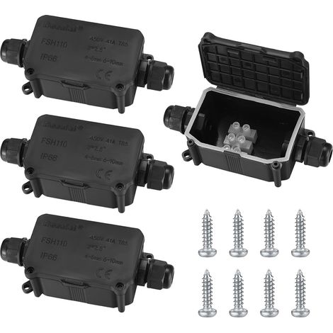 4 Pièces Boîte de Jonction étanche IP66, Boite de Derivation Etanche Exterieur, Connecteur de Câble 2 Voies Connexions PG9 pour Câble Ø38mm Ø6mm10mm
