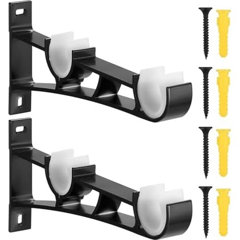 2 Pièces Support Tringle Rideaux, Supports pour Tringles à Rideaux, Support de Tringle à Rideau Murale Réglable en Alliage d'Aluminium pour Tringles à Rideaux de 23 mm à 33 mm (1/5)
