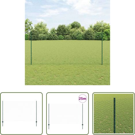 Gartenzaun - Zaun mit Pfosten Grün 1,4 x 10 m Stahl und PVC (1/5)